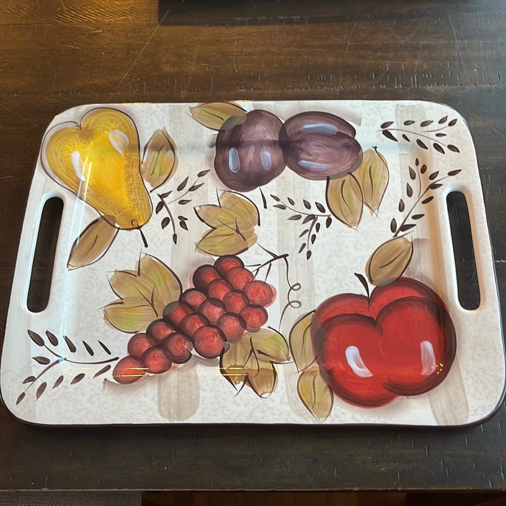 Tabletops Gallery Bountiful Hand Painted Serving Tray